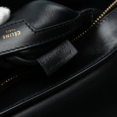 Medium Tricolor Calfskin and Suede Trapeze Satchel