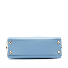 Bicolor Saffiano Lux Pyramid Frame Top Handle Bag