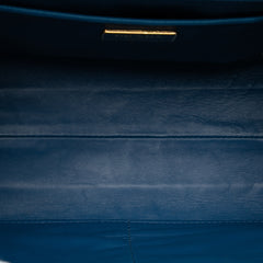 Bicolor Saffiano Lux Pyramid Frame Top Handle Bag