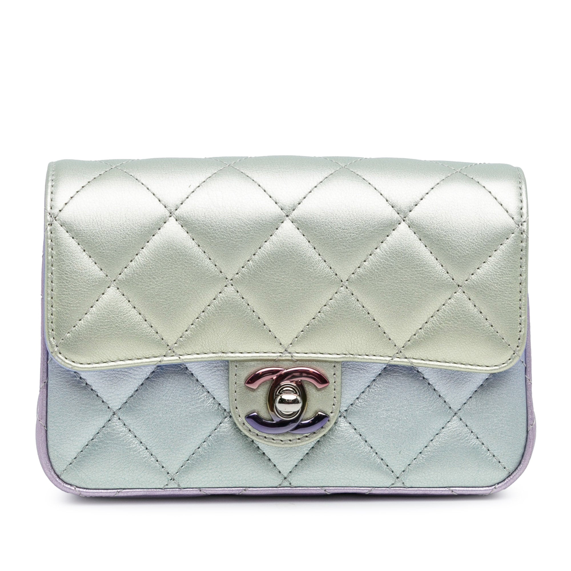 Iridescent Lambskin Wristlet Clutch Bag_0