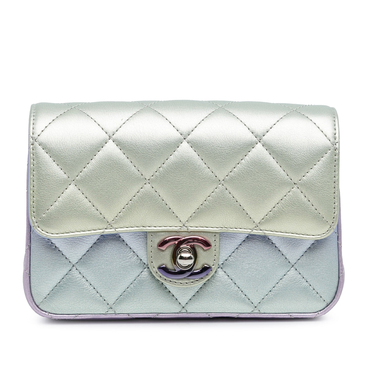 Iridescent Lambskin Wristlet Clutch Bag_0