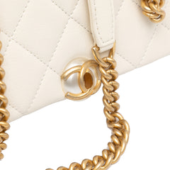 Quilted Calfskin Pearl CC Accordion Flap