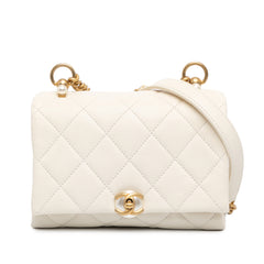 Quilted Calfskin Pearl CC Accordion Flap