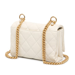 Quilted Calfskin Pearl CC Accordion Flap
