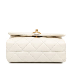 Quilted Calfskin Pearl CC Accordion Flap