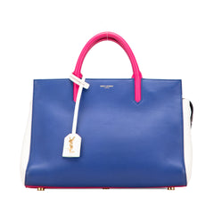 Medium Smooth Tricolor Calfskin Cabas Rive Gauche Satchel