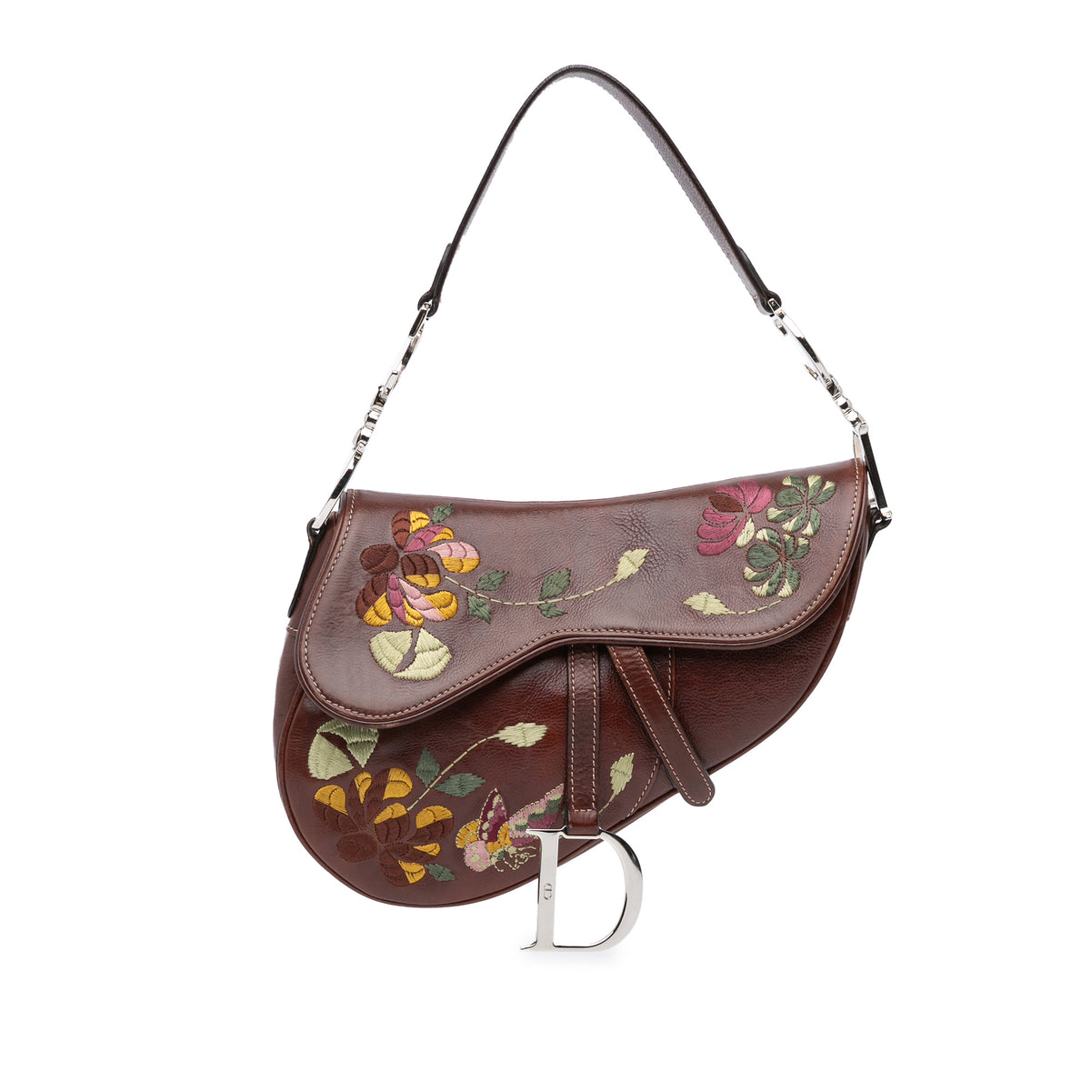 Leather Romantic Flowers Saddle Bag