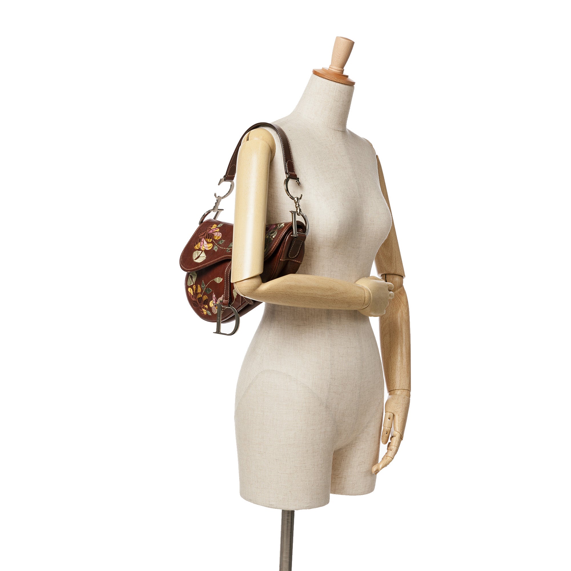 Leather Romantic Flowers Saddle Bag