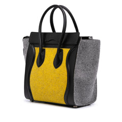 Micro Tricolor Felt Wool and Calfskin Luggage Tote