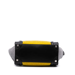 Micro Tricolor Felt Wool and Calfskin Luggage Tote