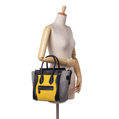 Micro Tricolor Felt Wool and Calfskin Luggage Tote