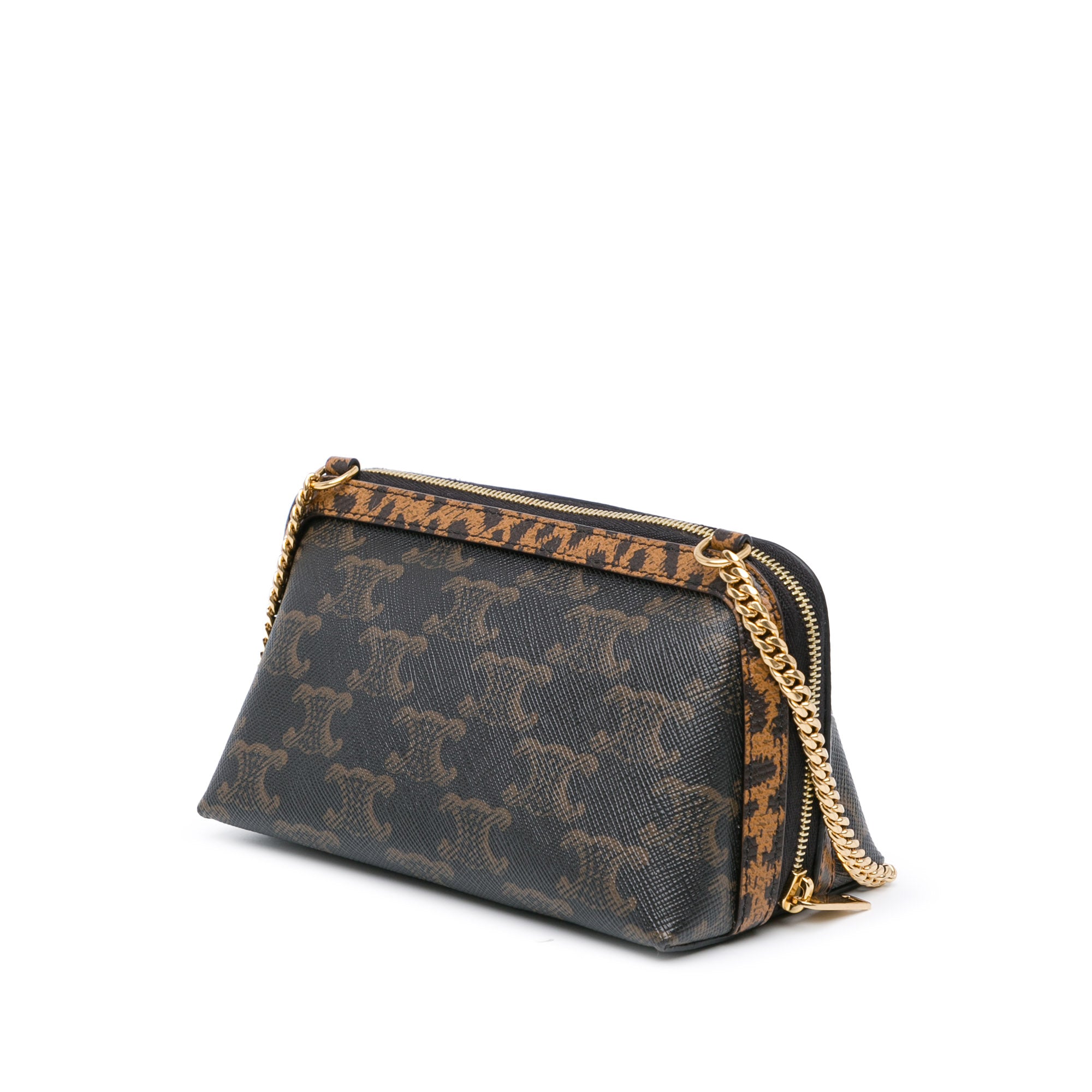 Triomphe Coated Canvas Clutch On Chain