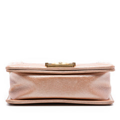 Small Quilted Metallic Calfskin Boy Flap