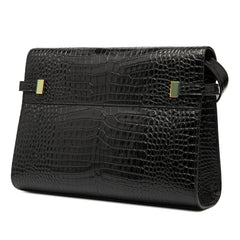 Medium Shiny Croc Embossed Manhattan Shoulder Bag
