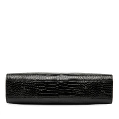Medium Shiny Croc Embossed Manhattan Shoulder Bag