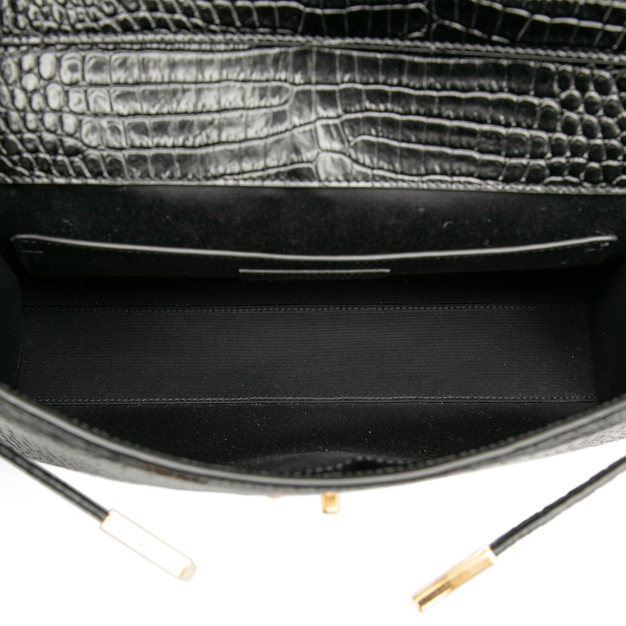 Medium Shiny Croc Embossed Manhattan Shoulder Bag