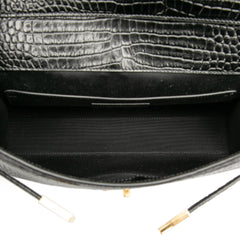 Medium Shiny Croc Embossed Manhattan Shoulder Bag