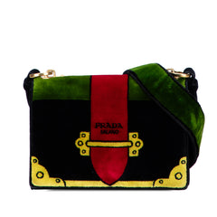 Velluto Ricamo Trompe L oeil Cahier Crossbody