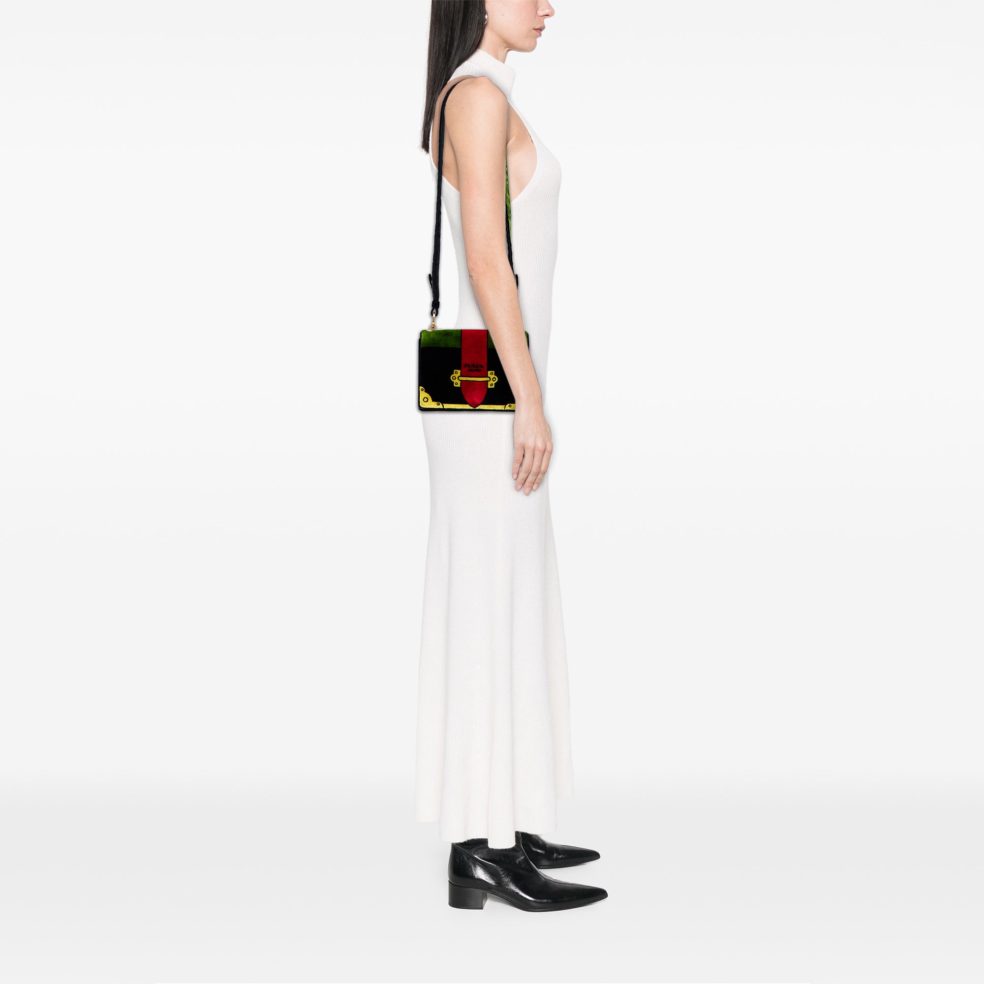 Velluto Ricamo Trompe L oeil Cahier Crossbody