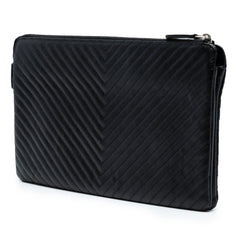 CC Chevron Caviar Zip Clutch