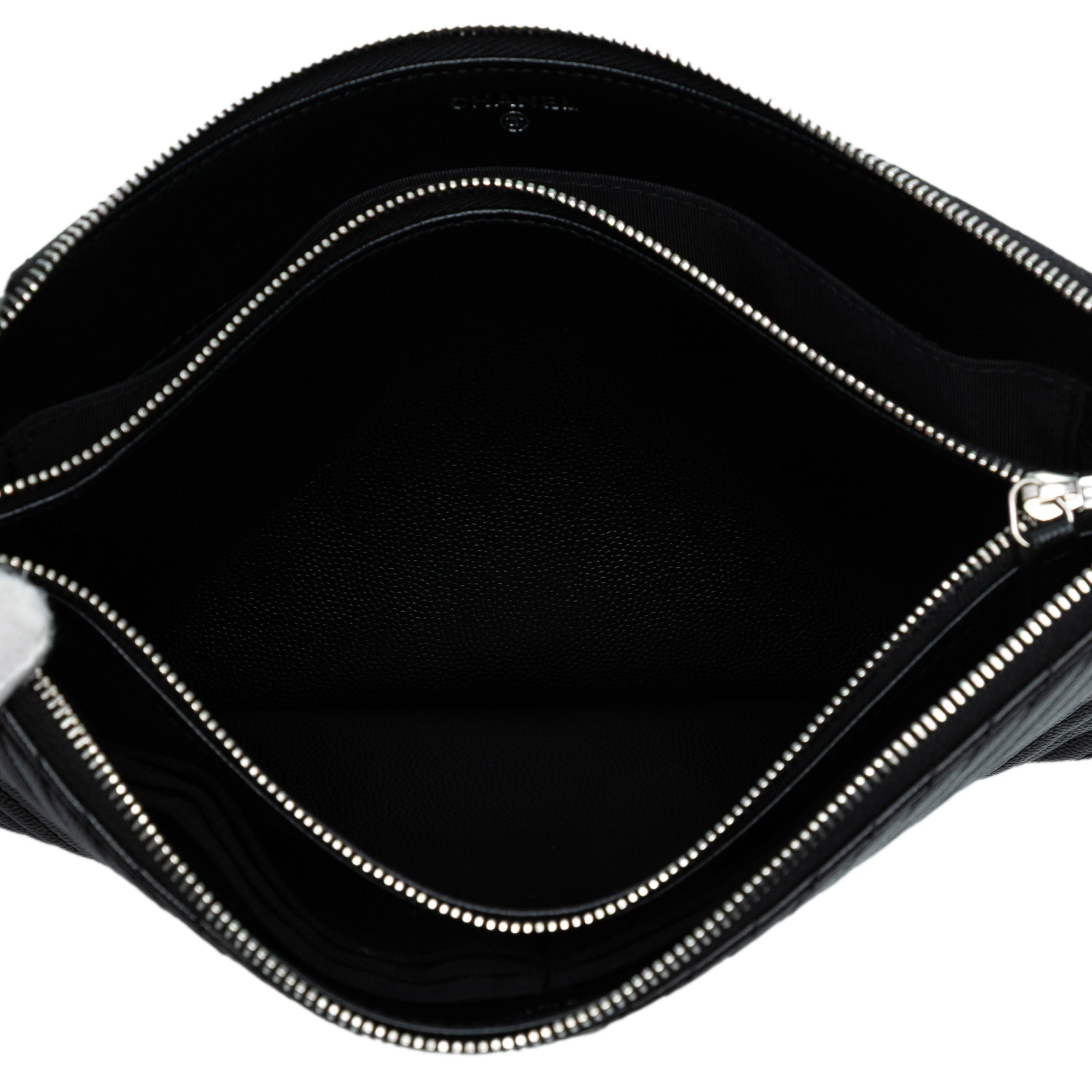 CC Chevron Caviar Zip Clutch