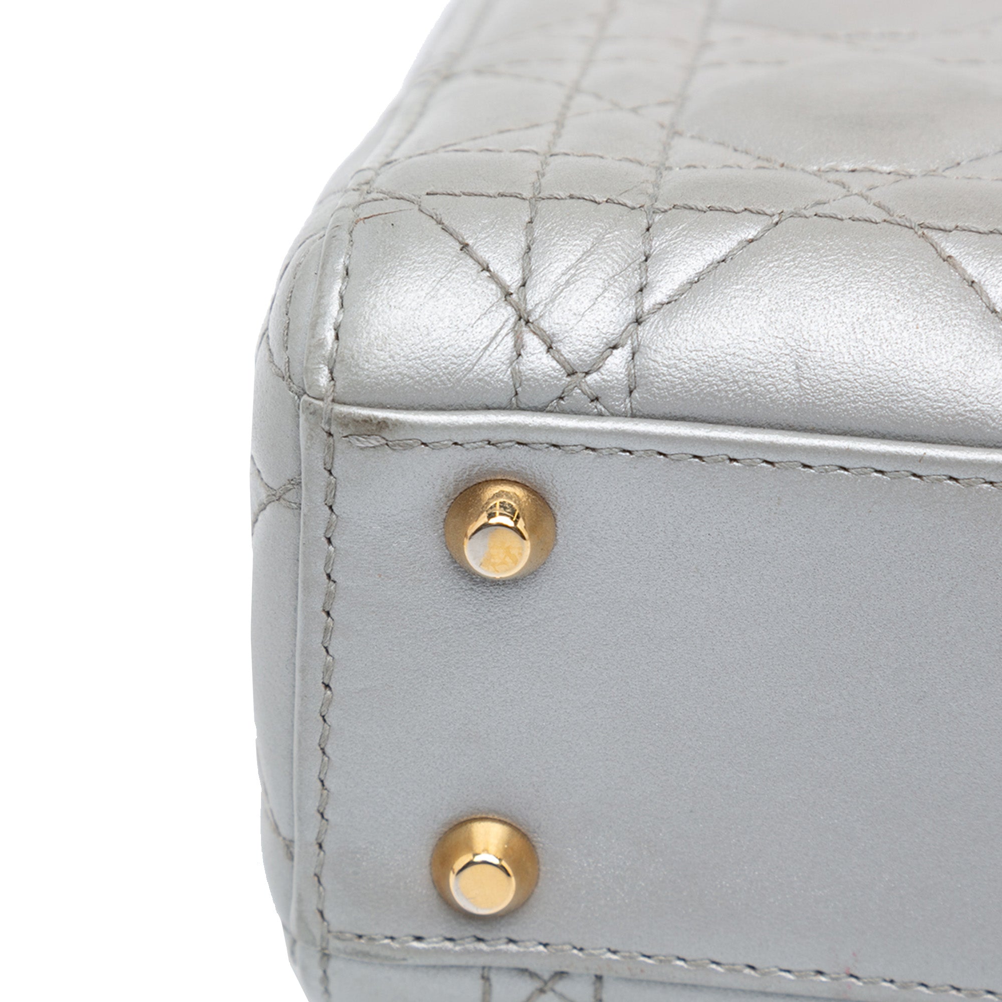 Mini Metallic Lambskin Cannage Lady Dior