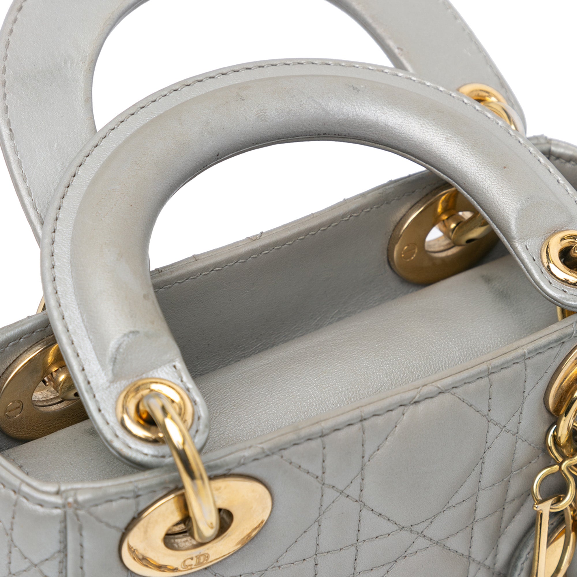 Mini Metallic Lambskin Cannage Lady Dior