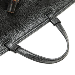 Medium Leather Bamboo Daily Satchel