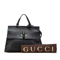Medium Leather Bamboo Daily Satchel