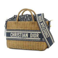 Oblique Wicker Basket Bag
