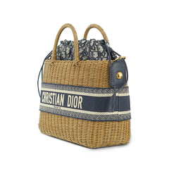 Oblique Wicker Basket Bag