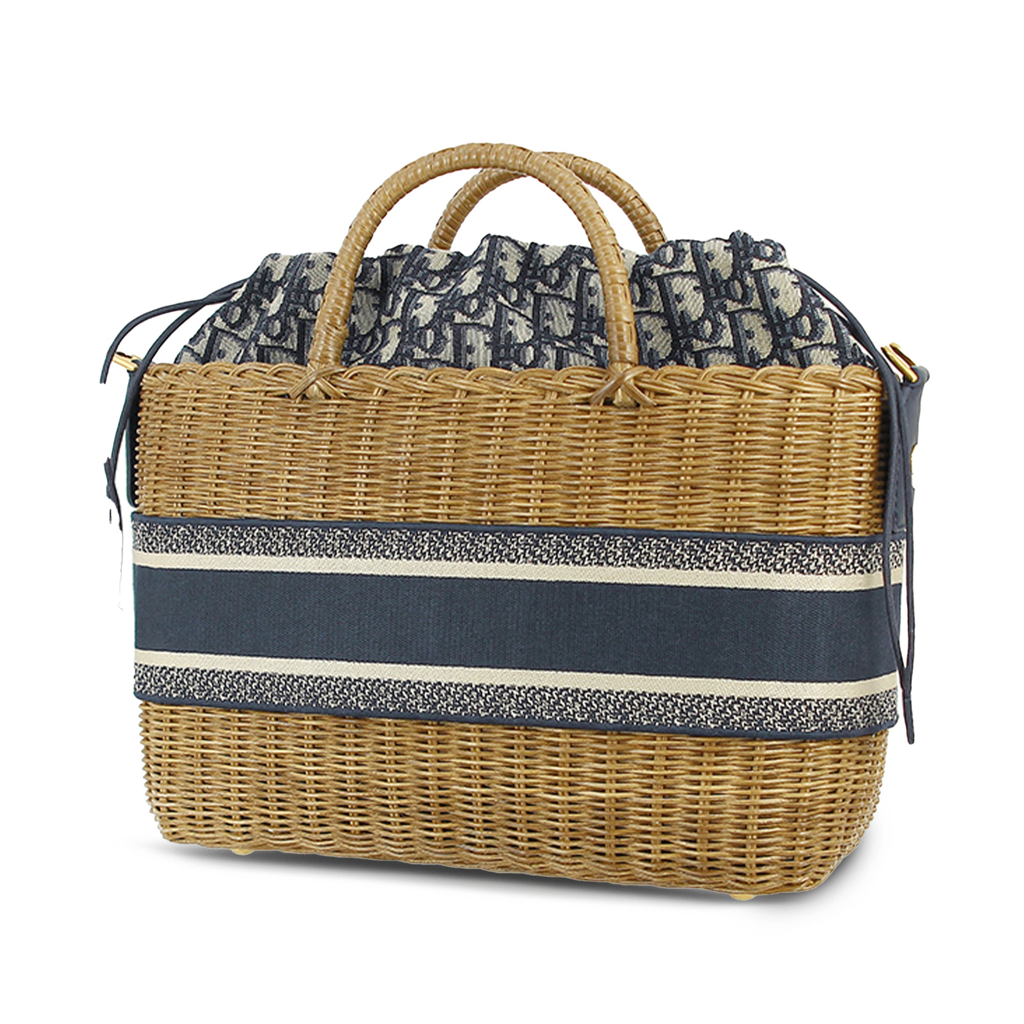 Oblique Wicker Basket Bag