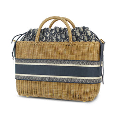 Oblique Wicker Basket Bag