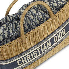 Oblique Wicker Basket Bag