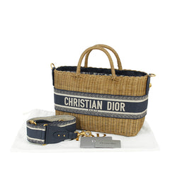 Oblique Wicker Basket Bag