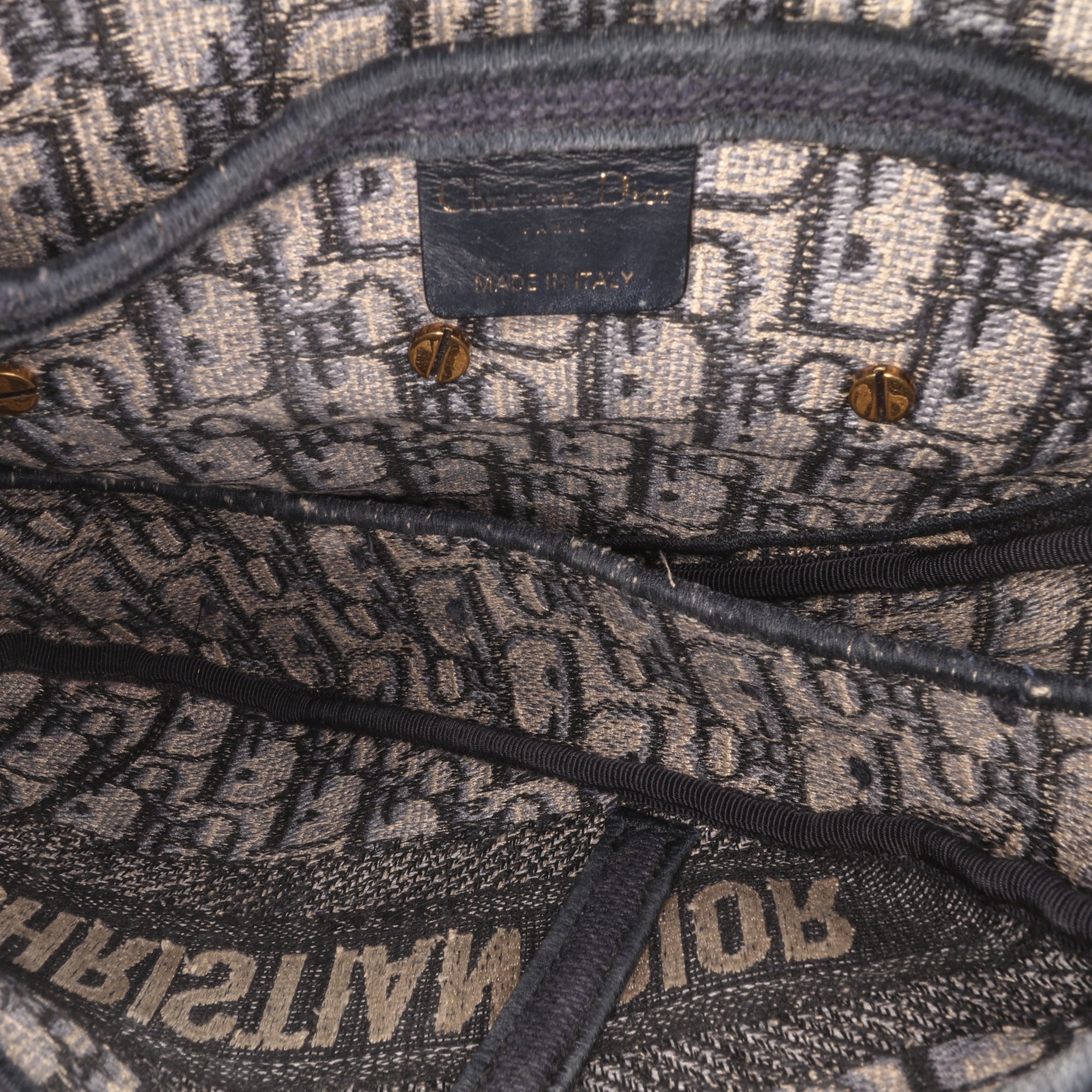 Oblique Embroidered Canvas Saddle Bag