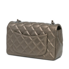 Mini Rectangular Classic Metallic Caviar Single Flap