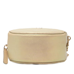 Quilted Iridescent Lambskin Round Clutch With Chain