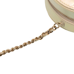 Quilted Iridescent Lambskin Round Clutch With Chain