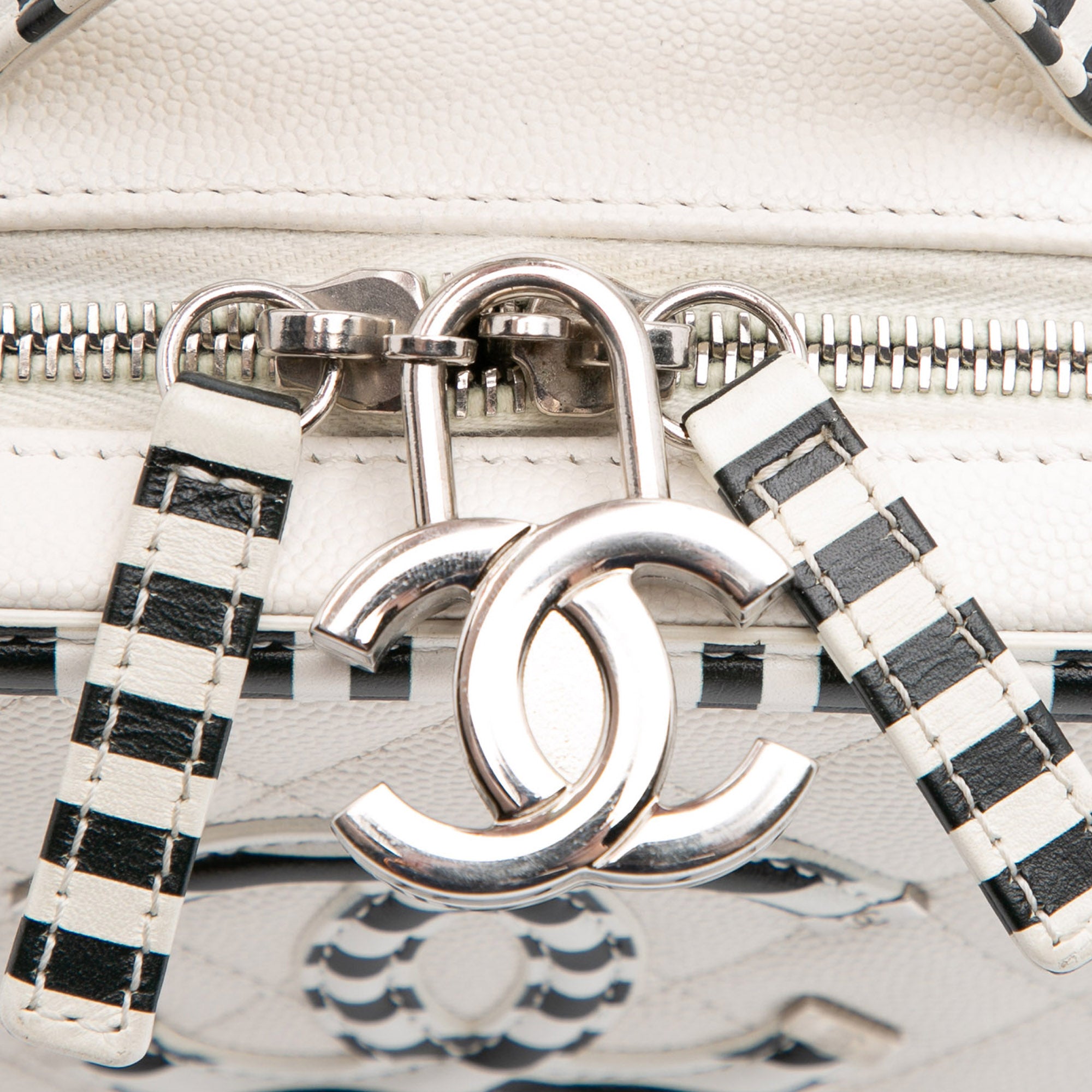 Small Caviar Striped CC Filigree Vanity Case