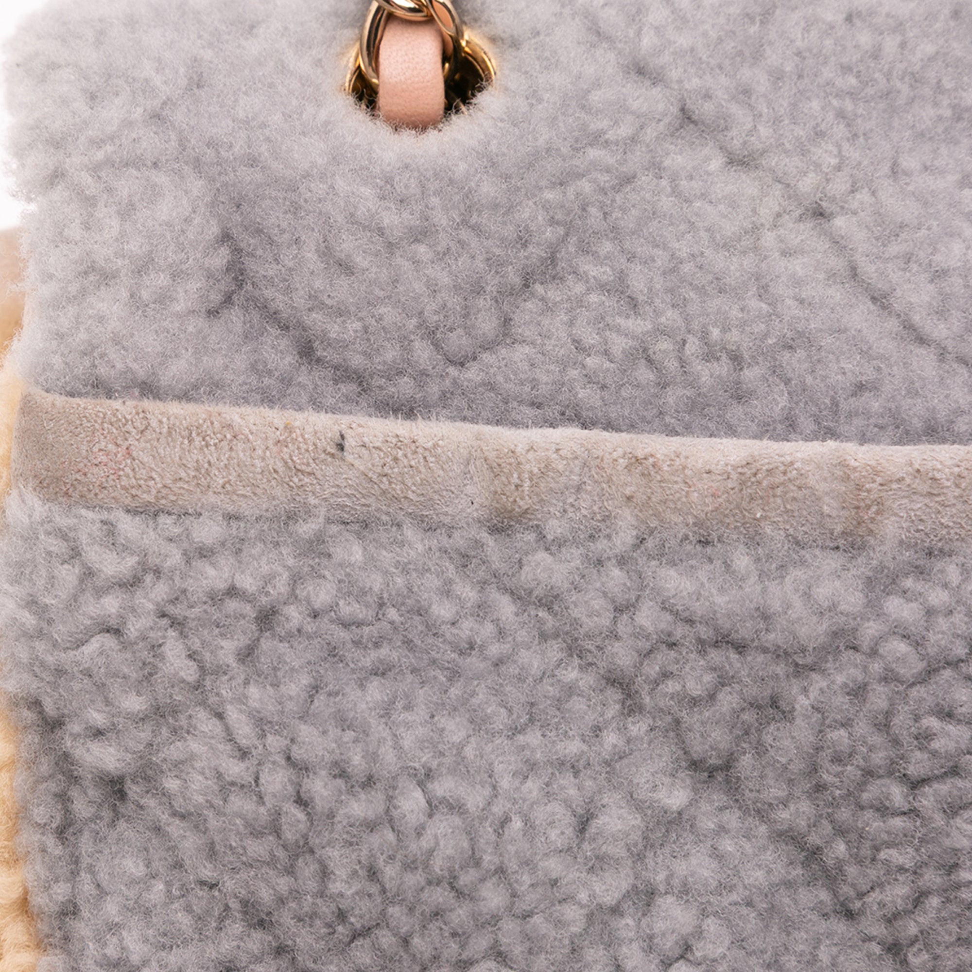 Medium CC Tricolor Shearling Single Flap