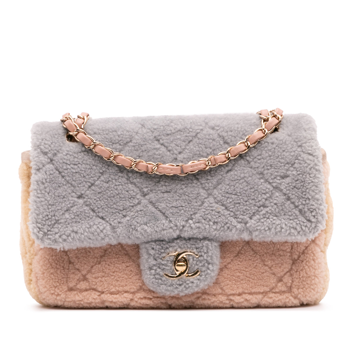 Medium CC Tricolor Shearling Single Flap