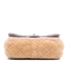 Medium CC Tricolor Shearling Single Flap