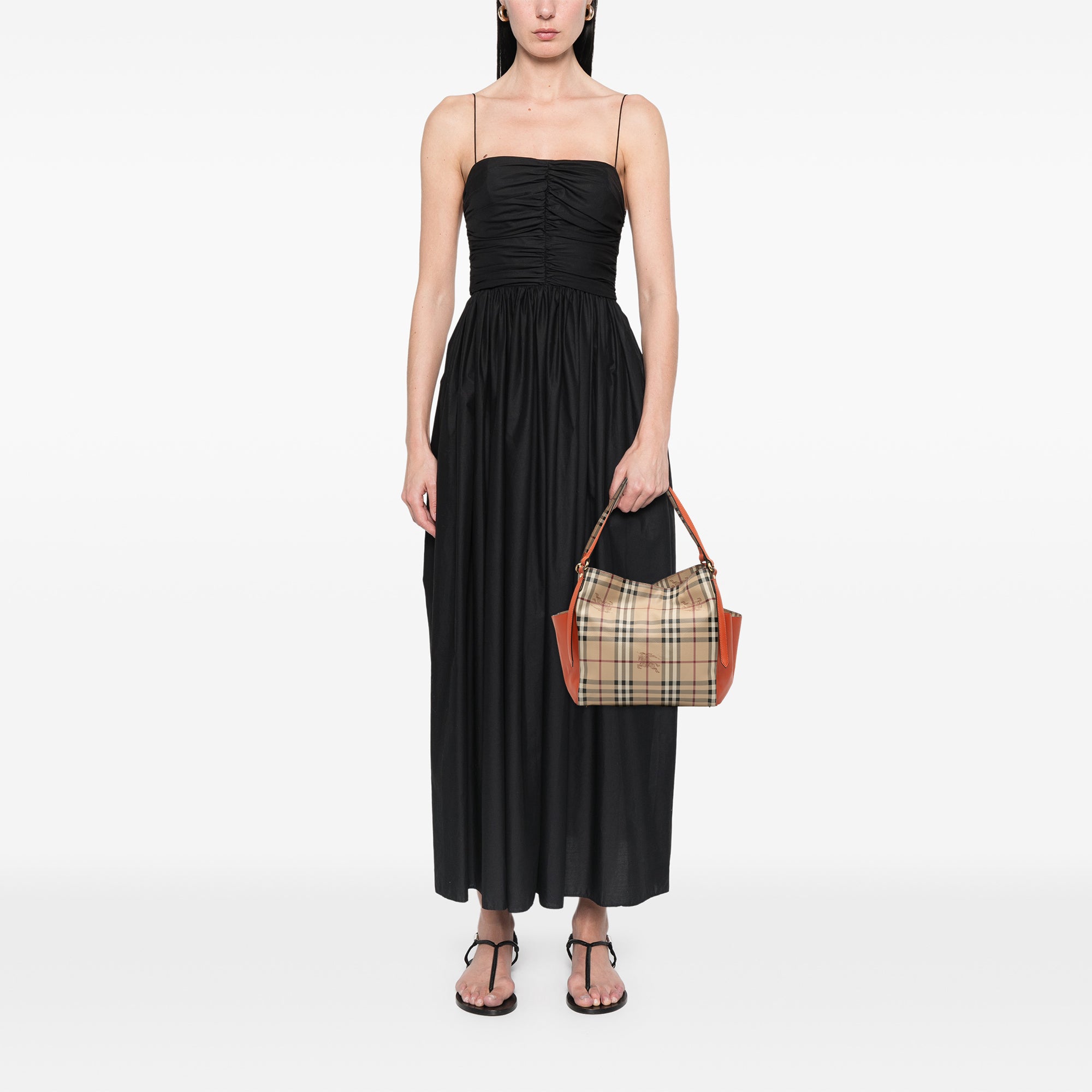 Small Leather Trimmed Haymarket Check Coated Canvas Canterbury Tote