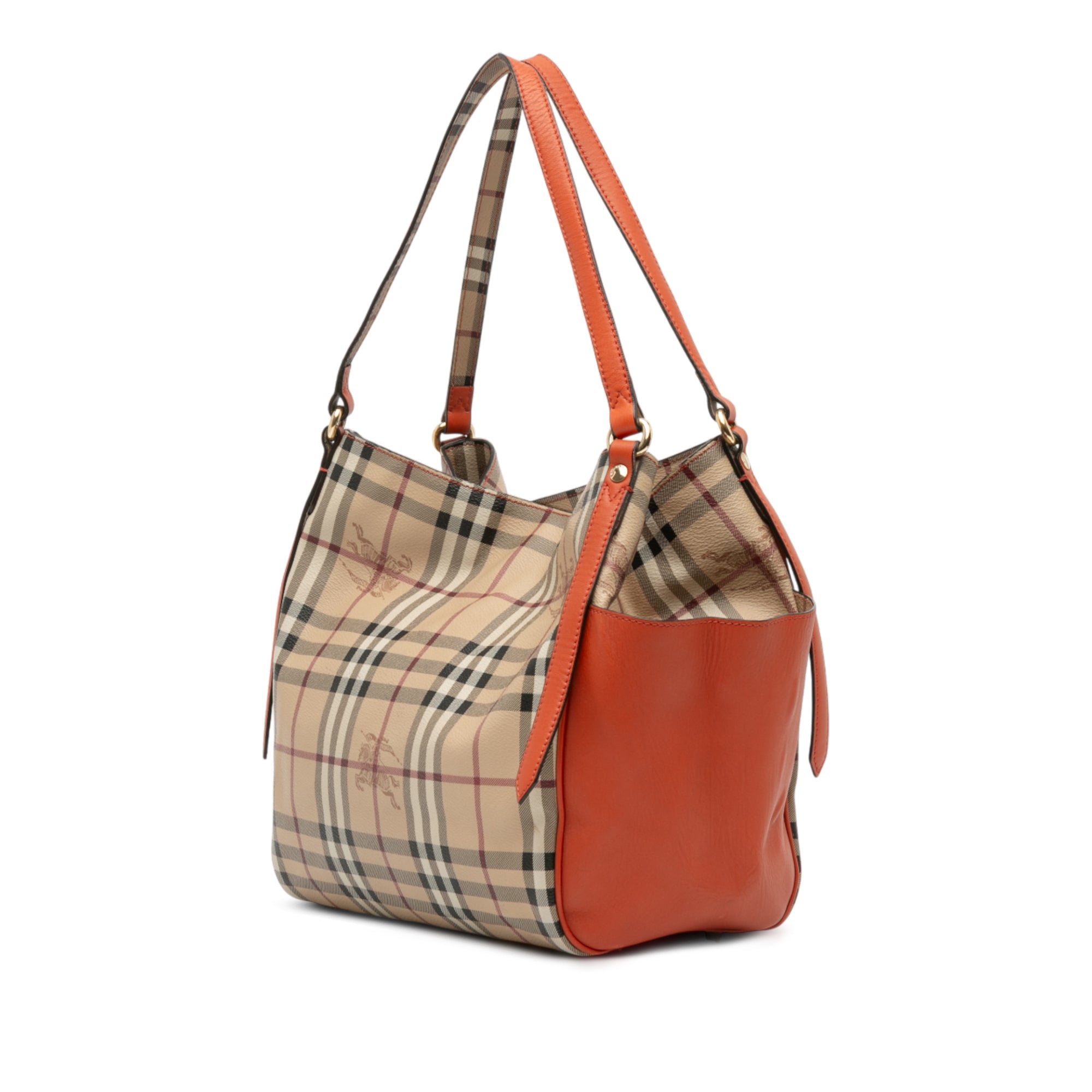 Small Leather Trimmed Haymarket Check Coated Canvas Canterbury Tote