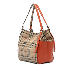 Small Leather Trimmed Haymarket Check Coated Canvas Canterbury Tote