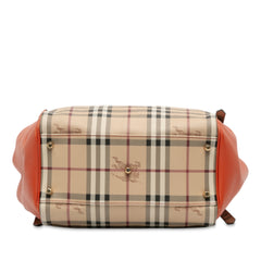 Small Leather Trimmed Haymarket Check Coated Canvas Canterbury Tote