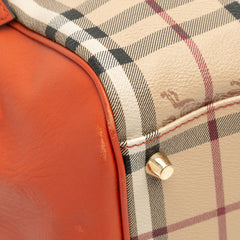 Small Leather Trimmed Haymarket Check Coated Canvas Canterbury Tote