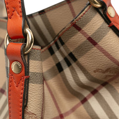 Small Leather Trimmed Haymarket Check Coated Canvas Canterbury Tote