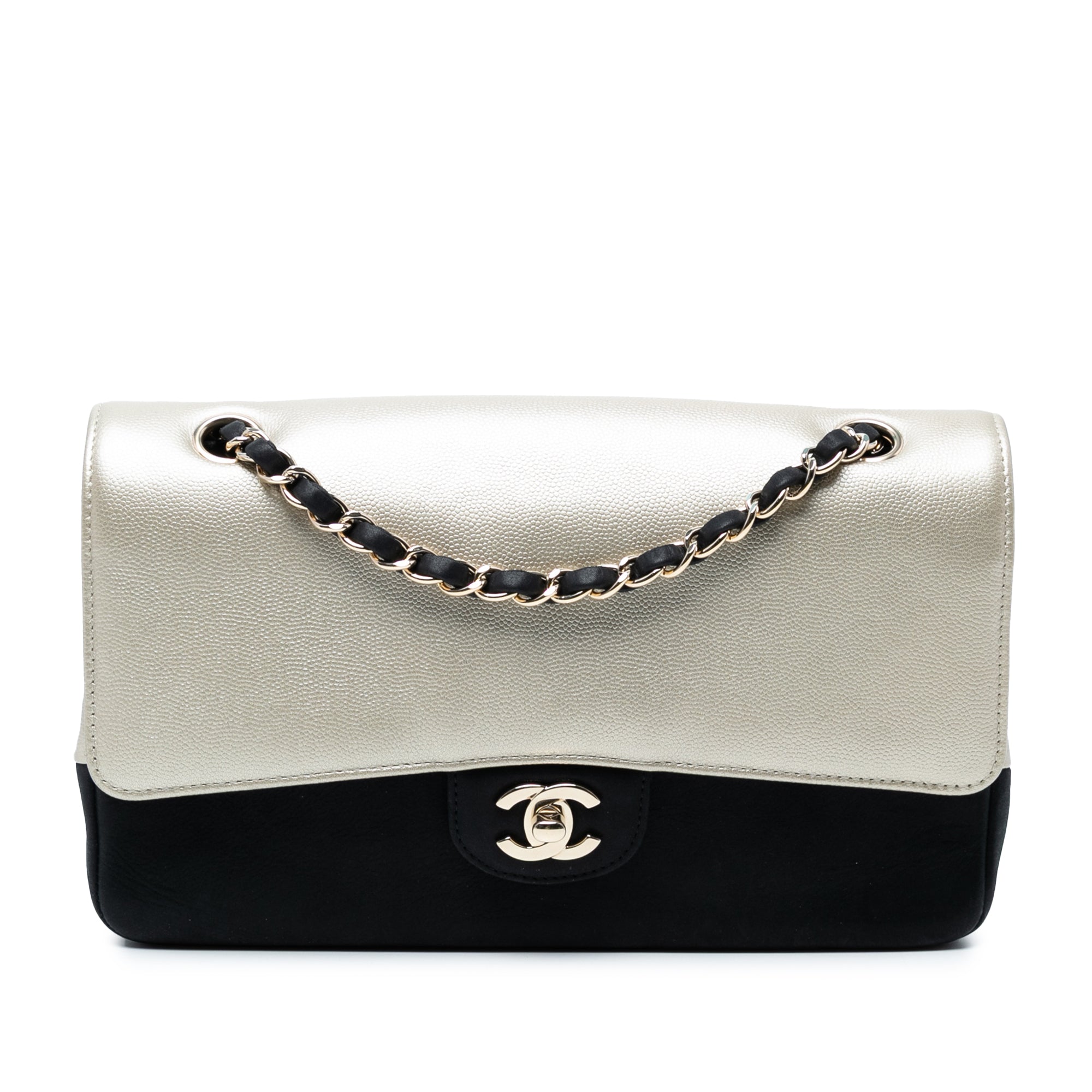 Medium Classic Bicolor Caviar Double Flap